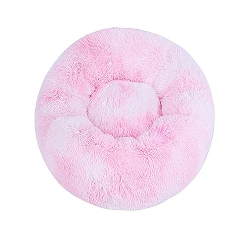 Zoomlie Flauschiges, langes Plüsch-Donut-Hundebett, bequemes Katzenbett, warm, waschbar, rutschfeste Unterseite, Haustiermatte für kleine, mittelgroße und große Haustiere (120 cm, Rosa-2) von Zoomlie