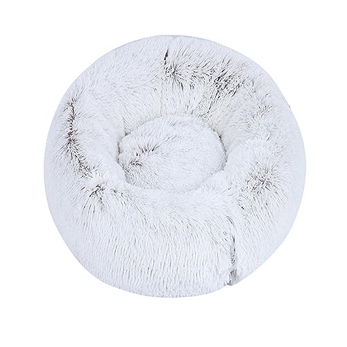 Zoomlie Flauschiges, langes Plüsch-Donut-Hundebett, bequemes Katzenbett, warm, waschbar, rutschfeste Unterseite, Haustiermatte für kleine, mittelgroße und große Haustiere (40 cm, kaffeebraun) von Zoomlie