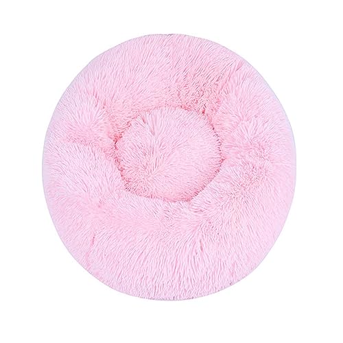 Zoomlie Flauschiges, langes Plüsch-Donut-Hundebett, bequemes Katzenbett, warm, waschbar, rutschfeste Unterseite, Haustiermatte für kleine, mittelgroße und große Haustiere (50 cm, Hellrosa) von Zoomlie