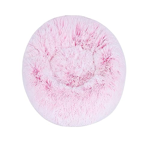 Zoomlie Flauschiges, langes Plüsch-Donut-Hundebett, bequemes Katzenbett, warm, waschbar, rutschfeste Unterseite, Haustiermatte für kleine, mittelgroße und große Haustiere (50 cm, rosa-1) von Zoomlie