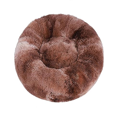 Zoomlie Flauschiges, langes Plüsch-Donut-Hundebett, bequemes Katzenbett, warm, waschbar, rutschfeste Unterseite, Haustiermatte für kleine, mittelgroße und große Haustiere (80 cm, kaffeebraun-2) von Zoomlie