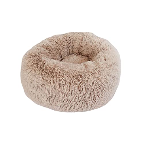 Zoomlie Hundebetten für große, mittelgroße und kleine Hunde, 60 cm, rundes Katzenbett, beruhigendes Haustierbett, Donut-Kuschelbett, Innenbereich, Haustiersofa, Bett, flauschige Zwinger (100 cm, Beige2) von Zoomlie