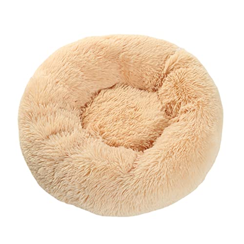 Zoomlie Hundehütte aus Plüsch, rund, Tiefschlafmatte, Winter, warm, Hundebett, Katzenbett, waschbar, Anti-Angst, Hundebett (110 cm, Aprikose) von Zoomlie