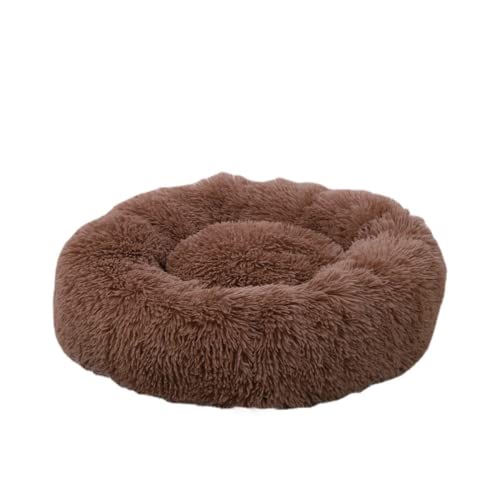 Zoomlie Plüsch-Donut-Haustierbett, warmes Hundehütte, Welpensofa mit weichem Kissen, rundes Höhlenbett, Haustier-Katzenbett, rutschfest, waschbar (L (60 x 60 cm), Khaki von Zoomlie