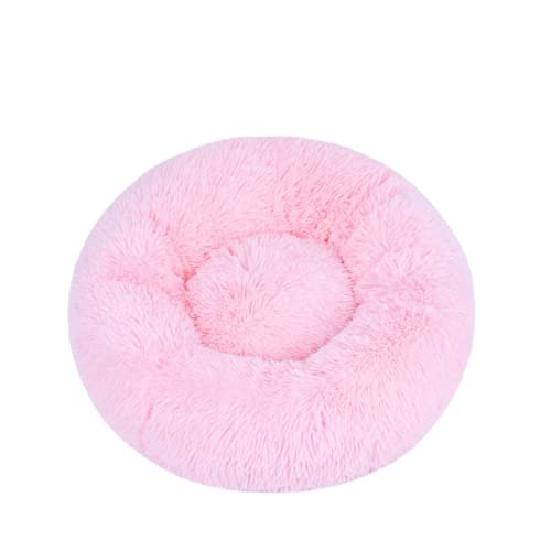 Zoomlie Plüsch-Donut-Hundebett für kleine, mittelgroße und große Hunde, beruhigendes Hundebett, Anti-Angst-Hundebett, weiches, bequemes Hundebett, waschbares Haustierbett (Pink2,100 cm) von Zoomlie