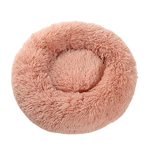 Zoomlie Runde Hundehütte aus Plüsch, Tiefschlafmatte, Winter, warmes Hundebett, Katzenbett, waschbar, Katzennest, Anti-Angst, Hundebett (100 cm, Rosa2) von Zoomlie