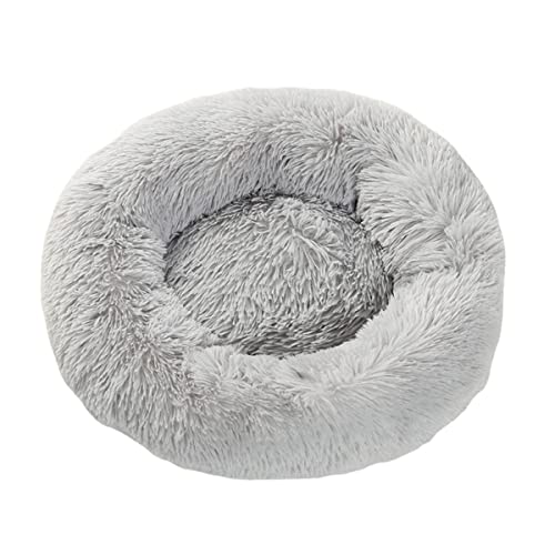 Zoomlie Runde Hundehütte aus Plüsch, Tiefschlafmatte, Winter, warmes Hundebett, Katzenbett, waschbar, Katzennest, Anti-Angst, Hundebett (110 cm, Grau 1) von Zoomlie