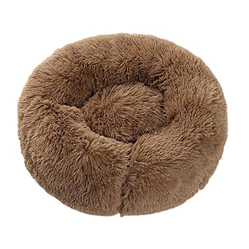 Zoomlie Runde Hundehütte aus Plüsch, Tiefschlafmatte, Winter, warmes Hundebett, Katzenbett, waschbar, Katzennest, Anti-Angst, Hundebett (110 cm, Khaki) von Zoomlie