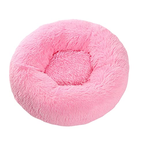 Zoomlie Runde Hundehütte aus Plüsch, Tiefschlafmatte, Winter, warmes Hundebett, Katzenbett, waschbar, Katzennest, Anti-Angst, Hundebett (110 cm, Rosa1) von Zoomlie