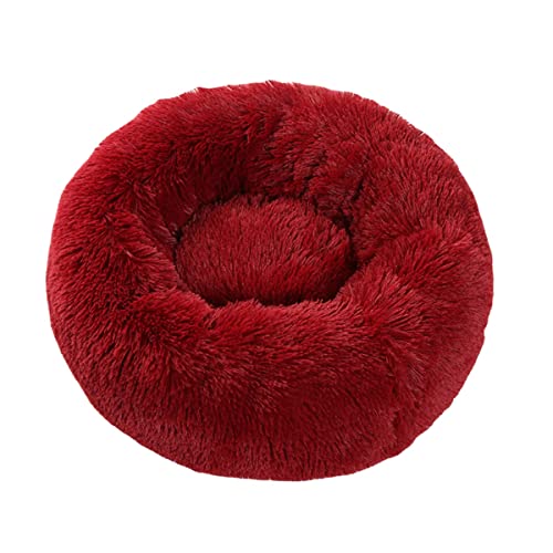 Zoomlie Runde Hundehütte aus Plüsch, Tiefschlafmatte, Winter, warmes Hundebett, Katzenbett, waschbar, Katzennest, Anti-Angst, Hundebett (110 cm, Rot) von Zoomlie