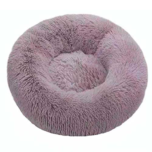 Zoomlie Rundes warmes Kuschel-Zwinger, selbstwärmendes Donut-Haustierbett, Katzen, Hunde, Kätzchen, Welpen, Sofa, Bett für den Innenbereich, Anti-Angst, Hundebett (Beige, 70 cm) von Zoomlie