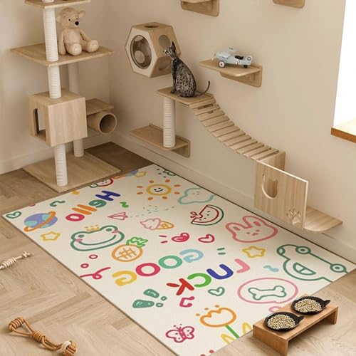 Zoomlie Schmutzabweisende PVC-Bodenmatte, wasserdicht, urinbeständig, Haustiermatten, Katzenfutter, Platzdeckchen, rutschfeste Spielmatte für Schlafzimmer, Laufgitter, Box (Stil 1,60 x 90 cm) von Zoomlie