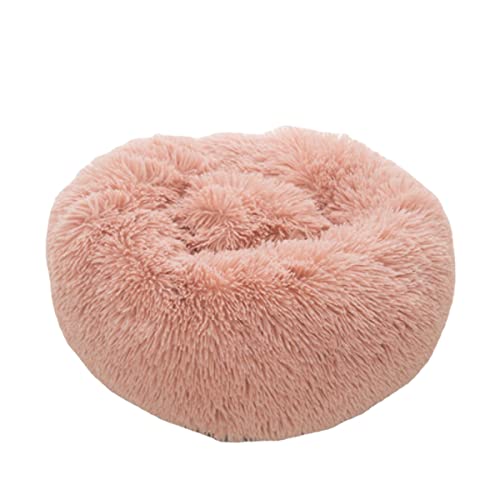 Zoomlie Verdicktes, rundes Haustierbett aus Plüsch, warmes Katzennest, Hundehütte, waschbar, rund, Kuscheltierbett für große, mittelgroße und kleine Hunde und Katzen (100 cm, Rosa) von Zoomlie