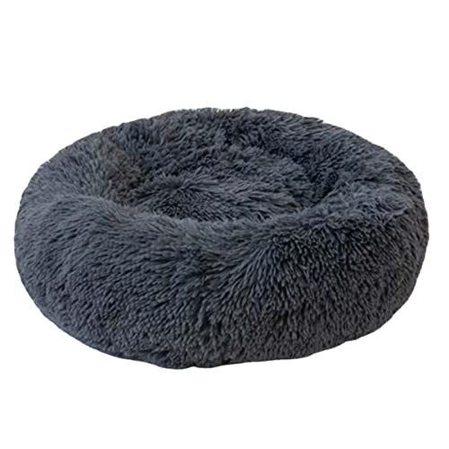 Zoomlie Verdicktes Plüsch, rundes Haustierbett, warmes Katzennest, Hundehütte, waschbar, rund, Kuscheltierbett für große, mittelgroße und kleine Hunde und Katzen (100 cm, Grau 2) von Zoomlie