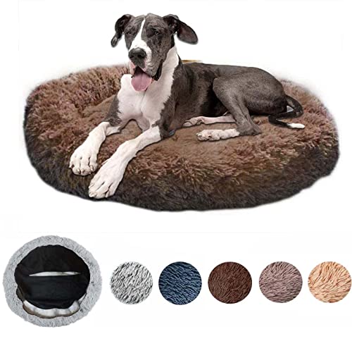 Zoomlie XXL Hundebett Orthopädisch Waschbar Rund Haustierbett Für Große Grosse Mittelgroße Hunde XL Hundesofa Antistress Waschbar Kuschelig Hundekissen Memory Foam Hoch Oval Donut Labrador Hundehöhle von Zoomlie