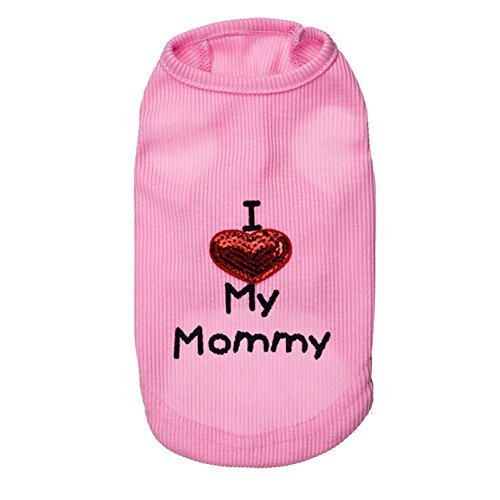 ZoonPark® Hundekleidung für kleine Hunde und Katzen, Aufschrift "I Love My Mommy Samll", Größe XS, Pink von ZoonPark