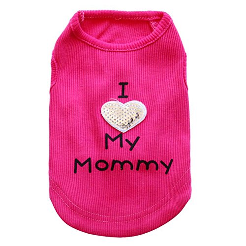 ZoonPark® Hundekleidung für kleine Hunde und Katzen, Aufschrift "I Love My Mommy Samll", Gr. S, Hot Pink von ZoonPark