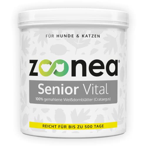 Zoonea® Senior Vital 250g - Herz & Kreislauf Futterzusatz für Hunde & Katzen | 100% gemahlene Weißdornblätter für bis zu 500 Tage von Zoonea