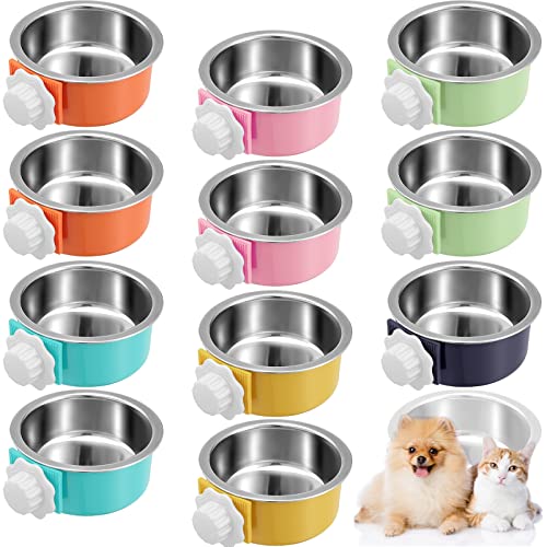 12 Stück Kiste Hund Futternäpfe Abnehmbare Edelstahl Hängende Welpen Zwinger Wassernapf Haustier Käfig Wasser Feeder Coop Cup für Kaninchen, Frettchen, Katzen, Vögel, Ratten, Meerschweinchen von Zopeal