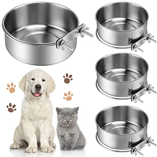 4 Stück Hundefutternäpfe Edelstahl Haustier Futternäpfe Hängende Metall Hundenäpfe 1 Quart Hundebox Wassernapf Abnehmbare Zwinger Wassernapf Käfig Stall Haken Tasse Hängende Futterspender für große von Zopeal