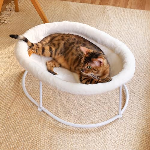 Zoratoo Erhöhtes Katzenhängemattenbett mit robustem Metallstützrahmen, großes Katzenbett mit gemütlichem und abnehmbarem Polsterbezug für Indoor-Katzen, Kätzchen und Welpen (Katzenhängematte) von Zoratoo