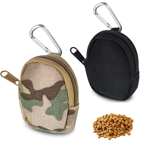 Zovator Leckerlibeutel für kleine Hunde, 2 Stück, für Welpen, Hundetraining, Handfrei, Leckerli-Tasche für das Training mit Zwischengeschoss und Karabiner von Zovator