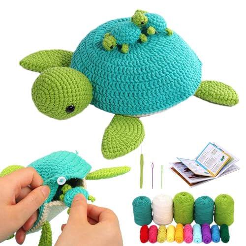 Turtle Crochet Kit, Crochet Animal Kit, Turtles Family Crochet Kit, Beginner Crochet Kit, Crochet Kit, Animal Crochet Kit for Beginners, Crochet Kit for Adults, Knitting Kit for Beginners von Zqkimzi