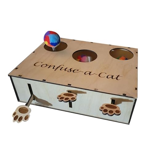 Zqkimzi Cat Puzzle Box, Hunting Cat Box, Interactive Cat Toy, Wood Cat Puzzle, Cat Enrichment Toys, Pet Puzzle Box, 40x30cm Cat Entertainment Box for Kittens, Dog, Pet, Cat Owners von Zqkimzi