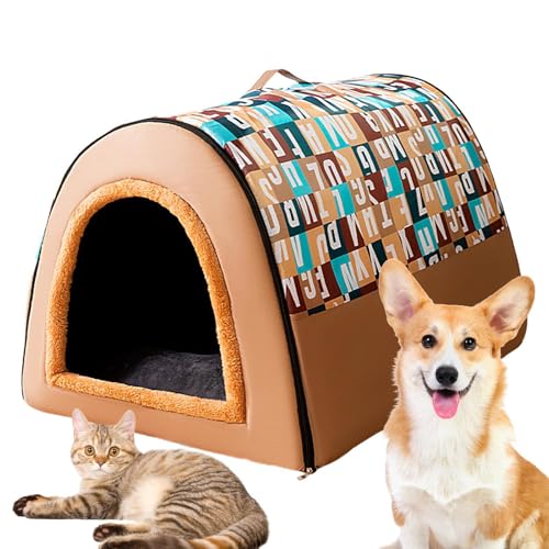 Zqkimzi Gemütliches Hundebett für den Innenbereich, warme Hundehütte, tragbare Hundehütte für Katzen, Welpenhöhlenbett für den Winter, bequemes Haustier-Sofabett, elastisches Kissen, Katzenbett, von Zqkimzi