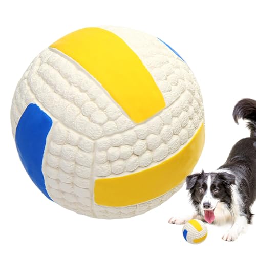 Zqkimzi Indestructible Soccer Ball, Tough Dog Soccer Ball, Bouncing Squeaky Ball, Sturdy Puppy Balls, Interactive Chew Toy, Dog Training Ball, Exercise Dog Toy, Dog Ball, for Training, Play, Exercise von Zqkimzi