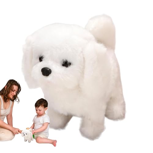 Zqkimzi Walking Dog Toy, Interactive Walking Dog, Electronic Dog Toy, Animated Walking Toy, Plush Puppy Toy, Walking Plush Toy, 16x9x15cm/6.3x3.54x5.91 inches for Kids Aged 2-5 Years Old von Zqkimzi