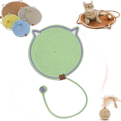 Celery Pets Dual Scratching Pad, Cat Scratching mat Natural Cotton Rope Cat Scratching Pad, Scratching Pads for Indoor Cats, 16.5/19.6'' Cat Bed Cat Scratching Pad with Cat Toy (16 inch,Green) von Zrfjfgksw