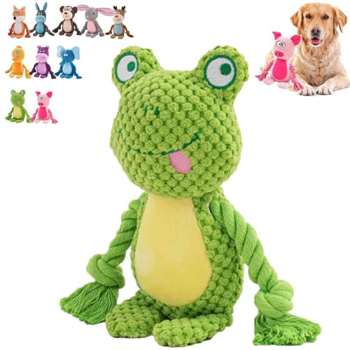 Zrfjfgksw Designed for Heavy Chewers, 2024 Newest Dog Animals Chew Toy, Indestructible Dog Squeak Toys, Wowpetsmart for Heavy Chewers, Cat and Dog Toys with Noise-Making Paper (Frog) von Zrfjfgksw