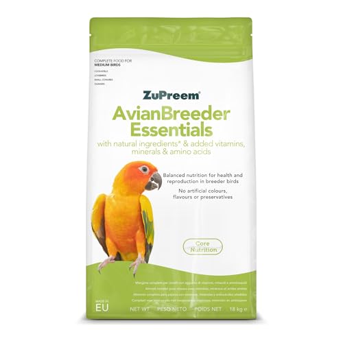 Zupreem Essentials Breeder Futtermittel für mittelgroße Vögel, geeignet für die Zucht von Agapornis, NINFA-Nymphensittich, kleine Cotorras und argentinische Cotorras, 18 kg von ZuPreem