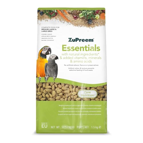 Zupreem Essentials Vogelfutter für Firmenvögel, natürliche Inhaltsstoffe, Vogelfutter, geeignet für Papageien, Aras, Kakadus, Kakadus und andere mittelgroße und große Vögel, 1,5 kg von ZuPreem