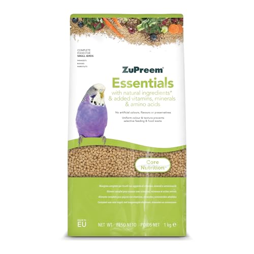 Zupreem Essentials Vogelfutter für Firmenvögel, natürliche Inhaltsstoffe, Vogelfutter, geeignet für Wellensittiche, australische Wellensittiche, kleine Papageien und andere kleine Vögel, 1 kg von ZuPreem