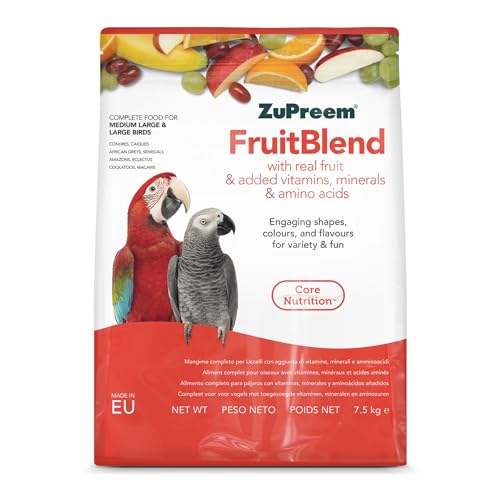 Zupreem Multifruchtfutter für Vögel, Obst und Vitamine - Vogelfutter geeignet für Papageien, Aras, Kakadus, Kakadus, Kakadus und andere mittelgroße bis große Vögel, 7,5 kg von ZuPreem