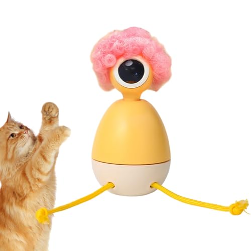 Zuasdvnk Elektrisches Kätzchenspielzeug, Interactive Cat Toys | Smart Big Eye Cartoon Cat Kicking Toy - 360 -Grad rotierende Smart Kitten Balance Doll, aktive PET -Spielpuppe zur Reduzierung der von Zuasdvnk