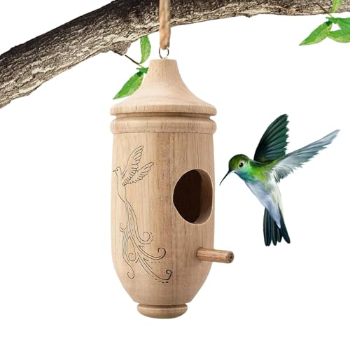 Zuasdvnk Kolibri-Vogelhaus – Kolibri-Futterstation Kolibri Haus | Holz außen Vogelhäuser Kolibri Nisthaus Gartendekoration Kolibri Nest Schaukel von Zuasdvnk