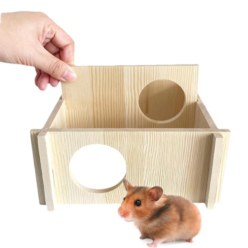 Zuasdvnk Mehrkammer-Hamsterhaus-Labyrinth, Hamsterhaus aus Holz,Quadratisches 2-Kammer-Hamster-Lebensraum- - Kleintier-Tunnelspielzeug, Kammerlabyrinth, Hamsterversteck für Hamster, Rennmäuse, von Zuasdvnk