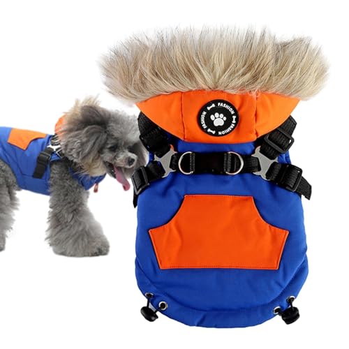 Zuasdvnk Wintermantel für Hunde, Wintermantel für Hunde mit Kapuze | Warme Hundekleidung mit Reißverschluss | Haustierkleidung für kaltes Wetter, Outdoor-Hundejacke für den Alltag, Spaziergänge, von Zuasdvnk