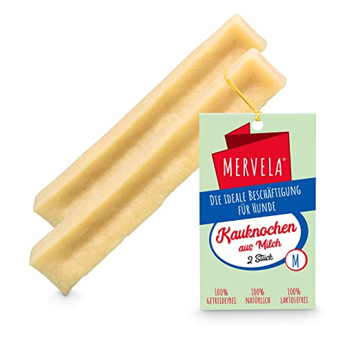 MERVELA® Kaukäse für Hunde | 2 * 60 Gramm | Käseknochen für Hunde | Beschäftigung & Belohnung | Käsestangen für mittlere Hunde | Harter Yak Käse Hund, Langer Kauspaß von MERVELA