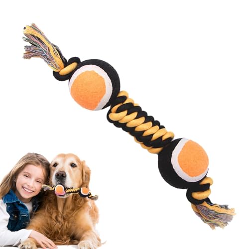 Zubehors Hunde -Zahnenspielzeug, Hundeseilspielzeug | Bitt-resistenter Welpe-Kinderspielzeug mit Doppel-Tennisbällen | Hochleistungs -Baumwollseil, tragbare Haustierzubehör für Halloween -Partys von Zubehors