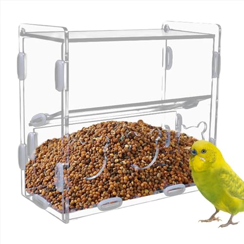 Zubehors Papageien-Vogelfutterstation, Papageien-Futterbox - Sauberer automatischer Lebensmittelbehälter aus Acryl mit mehreren Löchern | Transparente Vogelfutterspenderbox für Finken, Papageien, von Zubehors