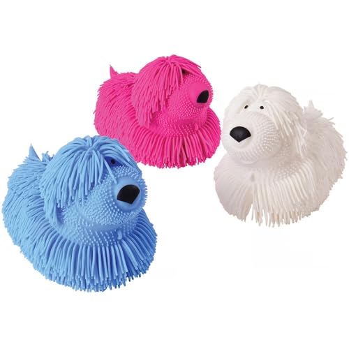 Zugar Land Soft Shaggy Puffer Hundespielzeug (3 Pack) (20,3 x 12,7 cm) gefüllt mit Luft für ein lustiges Squishy Stretchy Fidget Erlebnis.Blau,Rosa,Weiß.(3er Pack) von Zugar Land