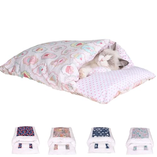 Zumylea Orthopaedic Cat Sleeping Bag, Cat Sleeping Bag,The Soft and Warm Sleeping Bag for Cats, Removable and Washable Cat Cushion, Safety Feeling Pet Bed (Cupcake, S (Within 4 pounds)) von Zumylea