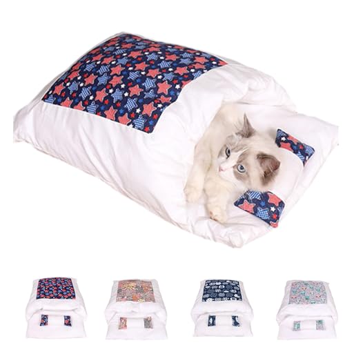 Zumylea Orthopaedic Cat Sleeping Bag, Cat Sleeping Bag,The Soft and Warm Sleeping Bag for Cats, Removable and Washable Cat Cushion, Safety Feeling Pet Bed (Starry Sky, S (Within 4 pounds)) von Zumylea