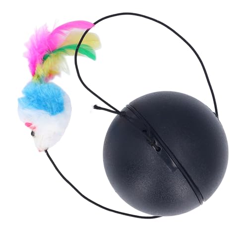 Zunate Interaktiver Katzenspielzeugball, 360° Automatisch Rollender Verfolgungsball mit Flauschigem Schwanz, Interaktives Katzenspielzeug für Gelangweilte Hauskatzen (Black) von Zunate