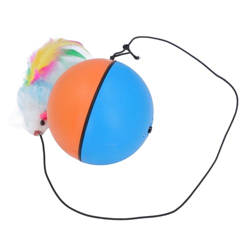 Zunate Interaktiver Katzenspielzeugball, 360° Automatisch Rollender Verfolgungsball mit Flauschigem Schwanz, Interaktives Katzenspielzeug für Gelangweilte Hauskatzen (Blau-Orange) von Zunate