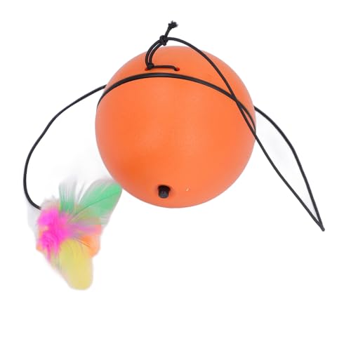 Zunate Interaktiver Katzenspielzeugball, 360° Automatisch Rollender Verfolgungsball mit Flauschigem Schwanz, Interaktives Katzenspielzeug für Gelangweilte Hauskatzen (ORANGE) von Zunate